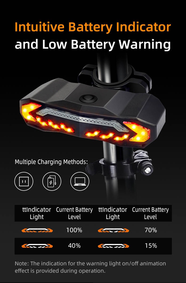 Wireless Tail Light with Brake Light, Turn Signal & Anti Theft Alarm